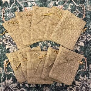 Set of Burlap Gift Bags with Drawstring